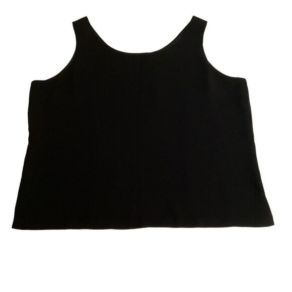 Ann May Blouse Tank Top Scoop Neck Bra Strap Holders Black Side Slits Large - Picture 6 of 9